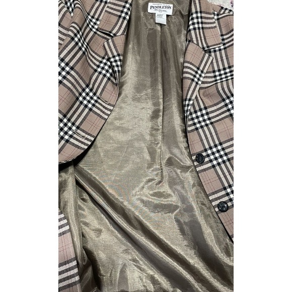 Pendleton Vintage Nova Check Tartan Plaid Wool Long Sleeve Button Blazer Size 14 - Picture 12 of 16